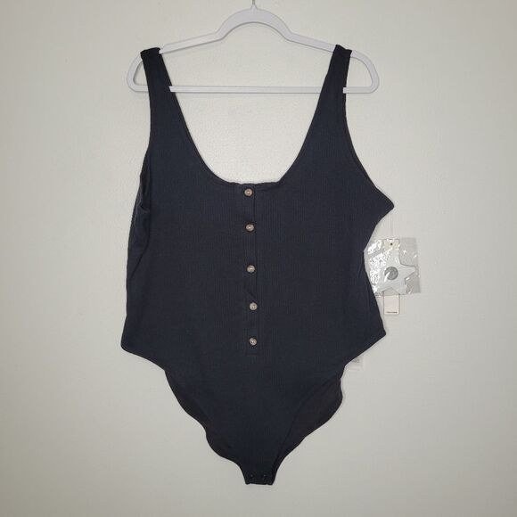 Good American black ribbed classic basics plus size bodysuit size 7, 4x NWT - Picture 3 of 8